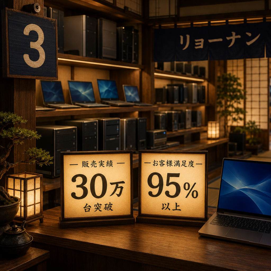 リョーナンの販売実績30万台と店舗満足度95パーセント以上